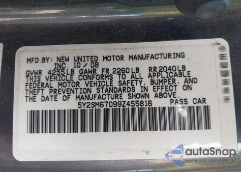 2009 Pontiac Vibe from USA, damaged, VIN 5Y2SM67099Z455816